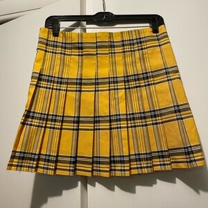 No Boundaries Yellow Plaid Mini Skirt